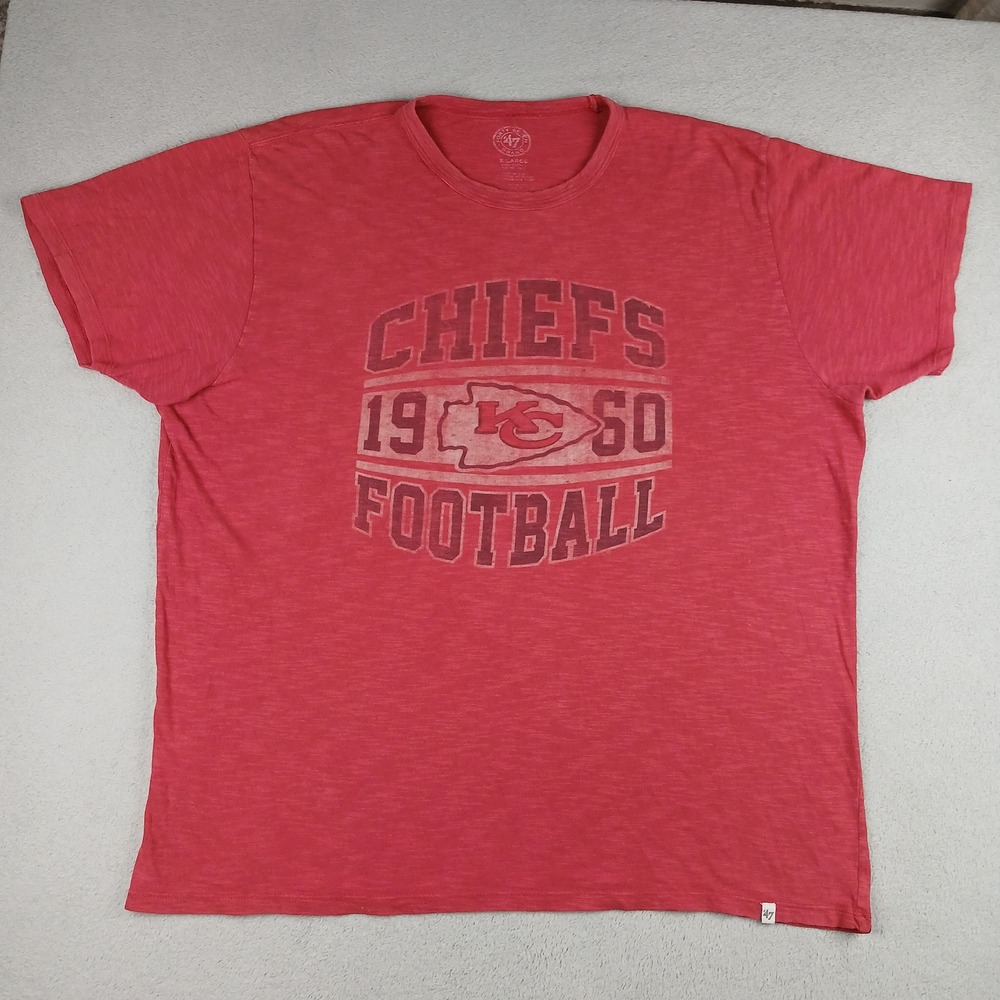 '47 Brand Kansas City Chiefs T-Shirt Mens XL Football Graphic Slub Red Faded